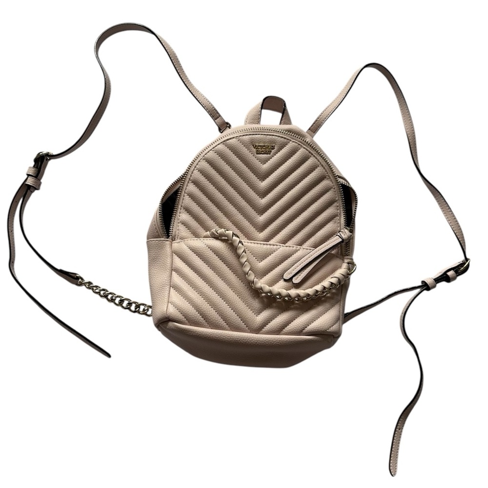 VICTORIA'S SECRET Small Quilted Light Pink Adjustable Straps Pu Backpack
